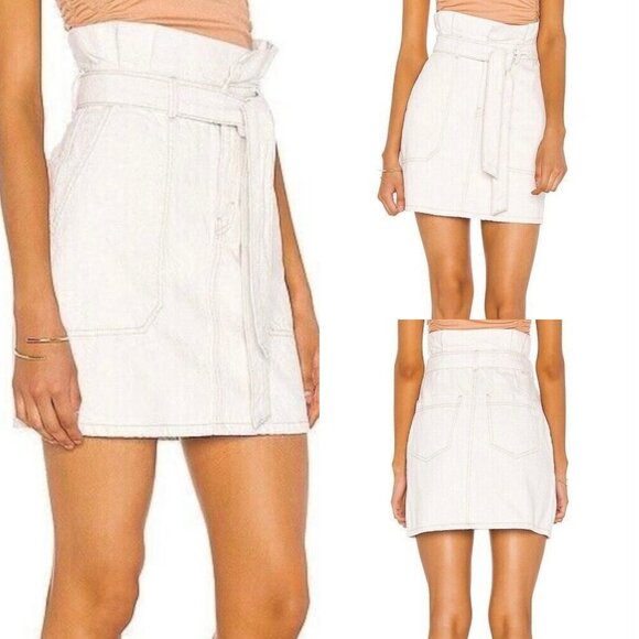 Free People Splendor In The Grass High-Waisted Denim Skirt Linen Blend Size 2 - Picture 5 of 10